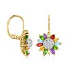 Ross-Simons 4.40 ct. t.w. Multi-Gemstone Flower Drop Earrings in 18kt Gold Over Sterling - 3 of 4