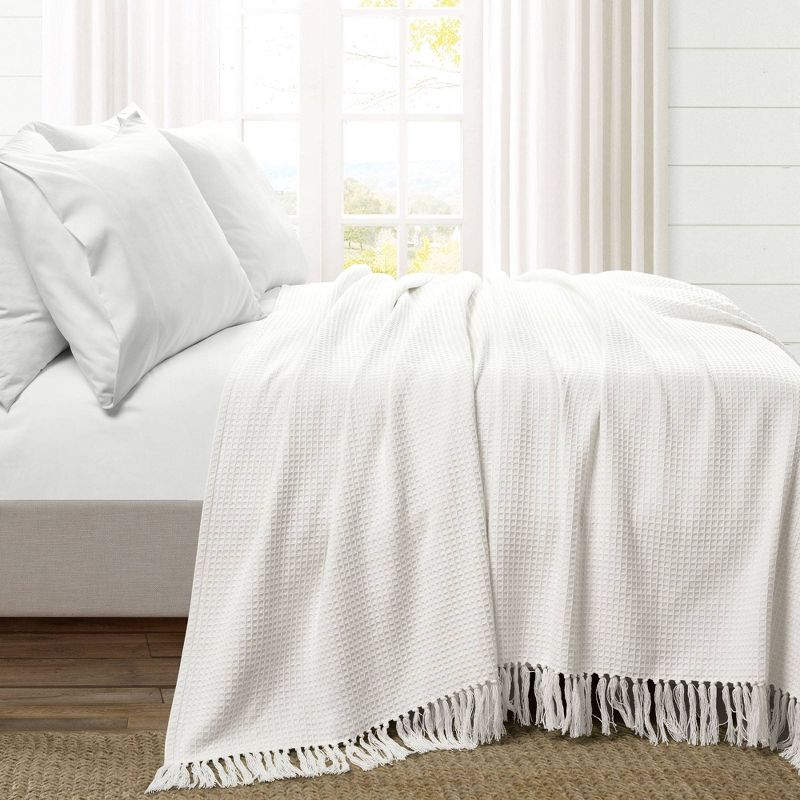 Full Queen Waffle Cotton Knit Throw Blanket - Lush Décor, 2 of 9