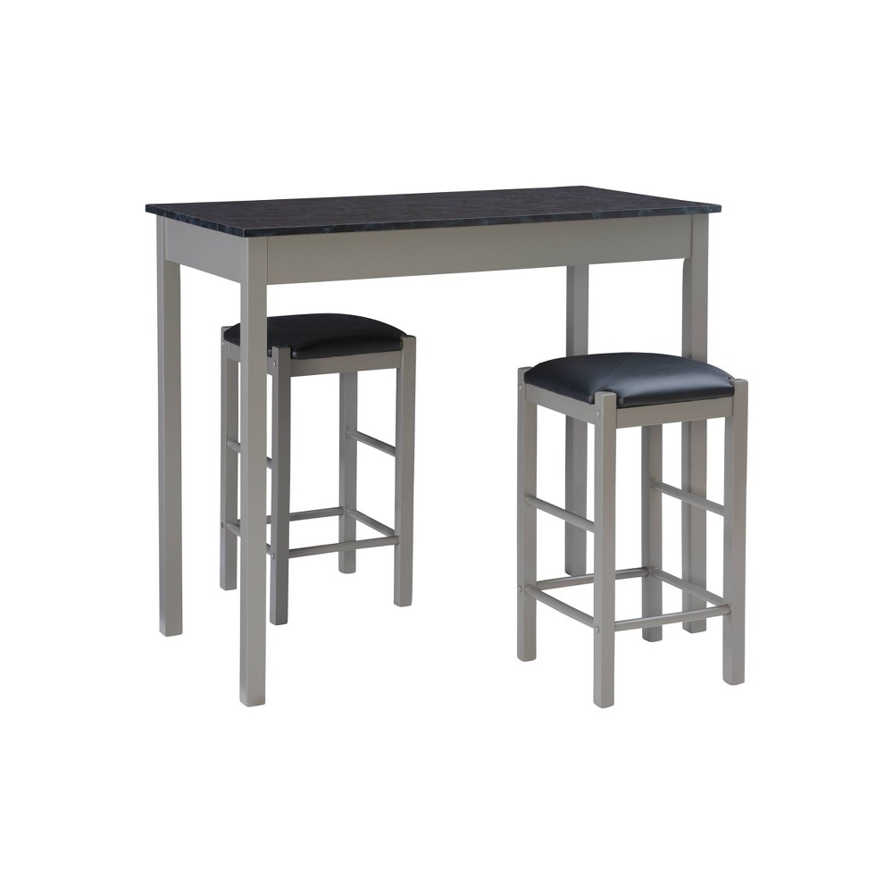 Photos - Dining Table Linon 3pc Lancer Tavern Backless Stools Counter Height Dining Set Faux Marble Gray - : Rubberwood, Padded Seats, Non-Extensio 