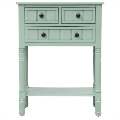 OUTSUPPLY Slim Console Table with 3 Drawers & Shelf, Solid Wood Sofa Table for Narrow Spaces, Easy Assembly, Living Room & Entryway