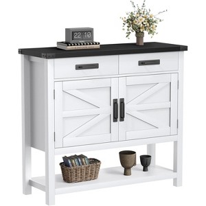 35.4 in Farmhouse Console Table with 2 Storage Drawers and 2-Door Cabinet,Entryway Table with Storage Shelf,for Kitchen, Hallway, Living Room - 1 of 4
