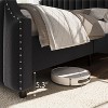 homfan Queen Platform Bed Frame with Headboard, Velvet Upholstered Bed Frame Queen with Vertical Channel Tufted Headboard, No Box Spring Needed,Black - 3 of 4