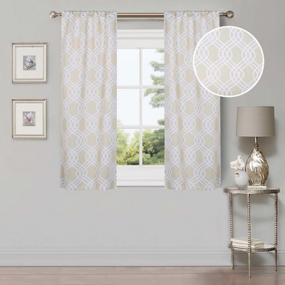 Scrolling Ribbon Trellis Room Darkening Semi-Blackout Curtains, Set of 2 by Blue Nile Mills