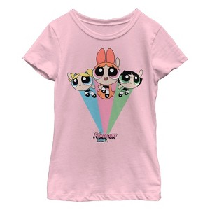 Girl's The Powerpuff Girls Rainbow Flight T-Shirt - 1 of 3