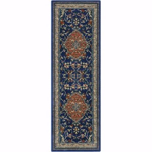 Floral Print Rug - Washable vintage carpet with non-slip backing for bedroom, living room or bathroom - 1 of 3