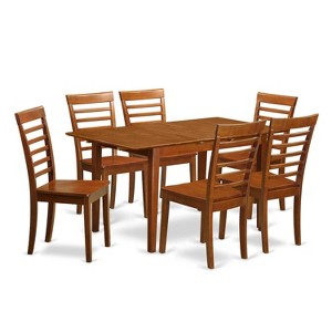 5 Piece Dinette Set - Small Dining Table & Chairs - Kitchen Table Set - Modern Design - Saddle Brown Finish - 1 of 4