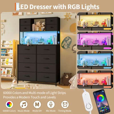 LED dresser with RGB lights promotional collage
