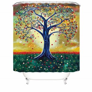 Heart-Shaped Leaf Tree Shower Curtains for Bathroom Waterproof Fabric Bath Curtain Durable Soft Stylish Bathroom Decor 72x72 Inch - 1 of 1