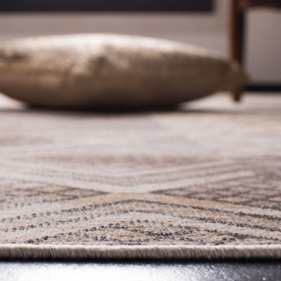 Stone Gray Geometric Patterned Viscose Area Rug