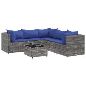 vidaXL Patio Lounge Set Grey, Dark Blue - 1 of 4