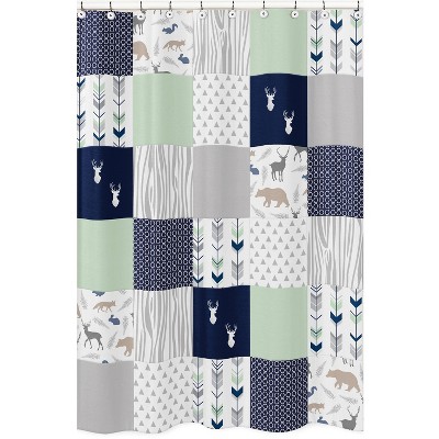 Woodsy Shower Curtain Navy - Sweet Jojo Designs