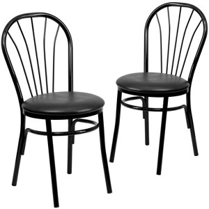 Emma and Oliver 2 Pack Fan Back Metal Chair - Vinyl Seat - 1 of 4