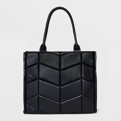 Quilt Large Boxy Tote Handbag - A New Day™ Black/quilt : Target