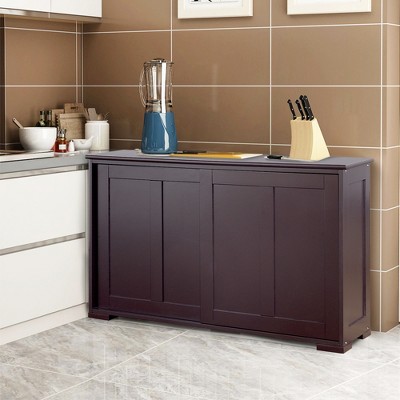Dark Brown Painted Composite Wood Kitchen Storage Cabinet