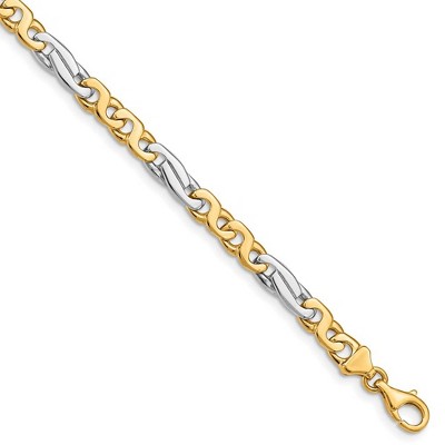 Black Bow Jewelry 6mm 14K Two Tone Gold Solid Fancy Figaro Chain Bracelet, 9 Inch