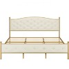Velvet Upholstered Bed Frame with Solid Wooden Slats Support and Button Tufted Headboard - 3 of 4