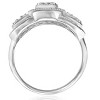 Pompeii3 3/4ct 3-Stone Pave Cushion Halo Diamond Engagement Ring Vintage 10k White Gold - 2 of 4