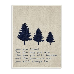 10"x0.5"x15" You Are Loved Son Trees Kids' Wall Plaque Art - Stupell Industries: Modern Wall Quotes, Framed Lithograph - 1 of 4