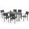 Cesicia Modern 7-Piece Black Dining Table Set with Dining Chairs for 6 - 3 of 4