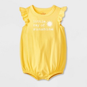 Baby Girls' Little Ray of Sunshine Romper - Cat & Jack™ Yellow - 1 of 4