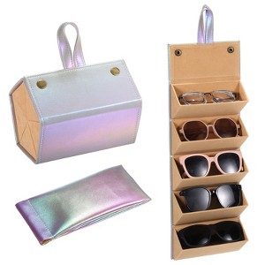 Unique Bargains Portable Leather Travel Sunglasses Eyewear Accessories Organizer - 1 of 4