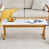 KTMBDW Coffee Table for Living Room with Round Corners, Modern Style Center Table with Metal Legs, 47Inch Rock Slab Material, Space Saving - 3 of 4