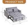 3 in 1 Convertible Sleeper Sofa Bed, Modern Pull Out Couch Bed, Adjustable Backrest, Velvet Loveseat Futon Sofa with Pillows - Leovsnove - 3 of 4
