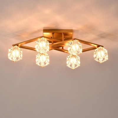 SUGIFT 6-Light Crystal Ceiling Light Modern Ceiling Lamp with Light Fixture