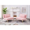 VASIP  Teddy Fabric Convertible Sofa Bed,Gold Metal Leg Futon with Modern Accent,for Living Room & Guest Room,White - 2 of 4