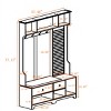 FURNIinspire Hall Trees Hallway Hall Tree With Removable Linen Cushioned, Coat Rack, Clothes Rack, Storage Bench, Brown, 14.96"*57.48"*77.17" - 3 of 4
