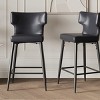 Modern PU Leather Height Bar Stool With Backrest Set of 2,With Sturdy Iron Legs,Modern Stool Bar,Height Counter Stool-Cuddlewood - 2 of 4