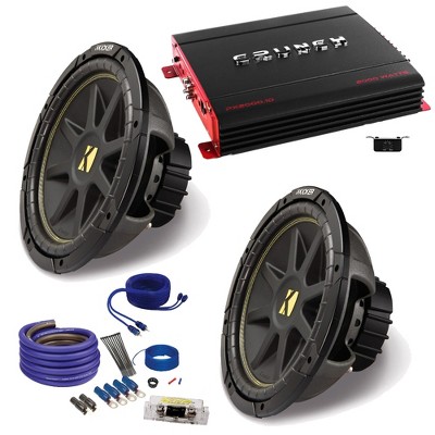 (2) Kicker 43C104 10" Comp Subwoofers and Crunch PX2000.1D 2000 Watt Max Mono Amplifier+ wire kit