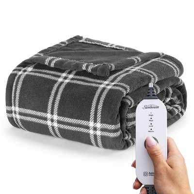 Sunbeam 50x60 Nordic Premium Tartan Gray Electric Throw Blanket : Target