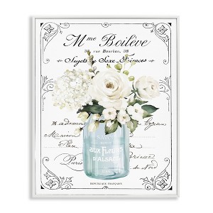 Stupell Industries Vintage Parisian Floral Bouquet White Farmhouse Flowers Framed Giclee Art, White, 11" x 14" - 1 of 4