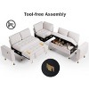 Vipbear Sleeper Sofa with Pull Out Bed/Reclining Backrest/USB Ports/Table/LED Light/Storage Seat, 8 Seat Large U Shaped Sectional Couch - 4 of 4