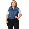 Agnes Orinda Women's Plus Size Trucker Zipper Front Sleeveless Sport Crop Denim Vests - 3 of 4
