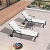PURPLE LEAF Patio Lounge Chair Set of 3 Outdoor Chaise Lounger with Armrest Side Table and Wheels Sunbathing Tanning Recliner Including Pillows - 2 of 4