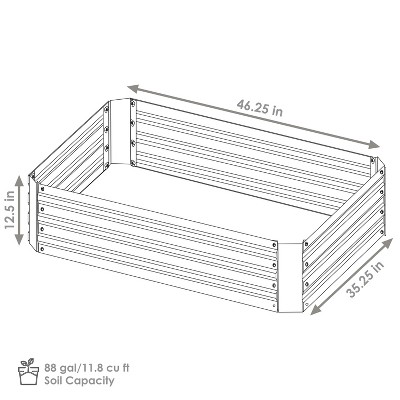 Gray Galvanized Steel 1' Tall Rectangle Raised Garden Bed