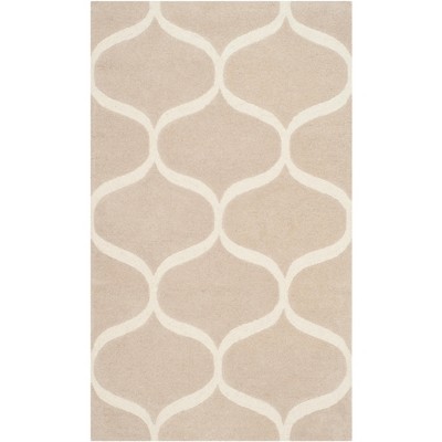 Handmade Light Beige/Ivory Wool Tufted Area Rug 3' x 5'