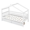 Racxily Twin Wooden House Bed, Classic Design with 2 Drawers & Roof - 2 of 4