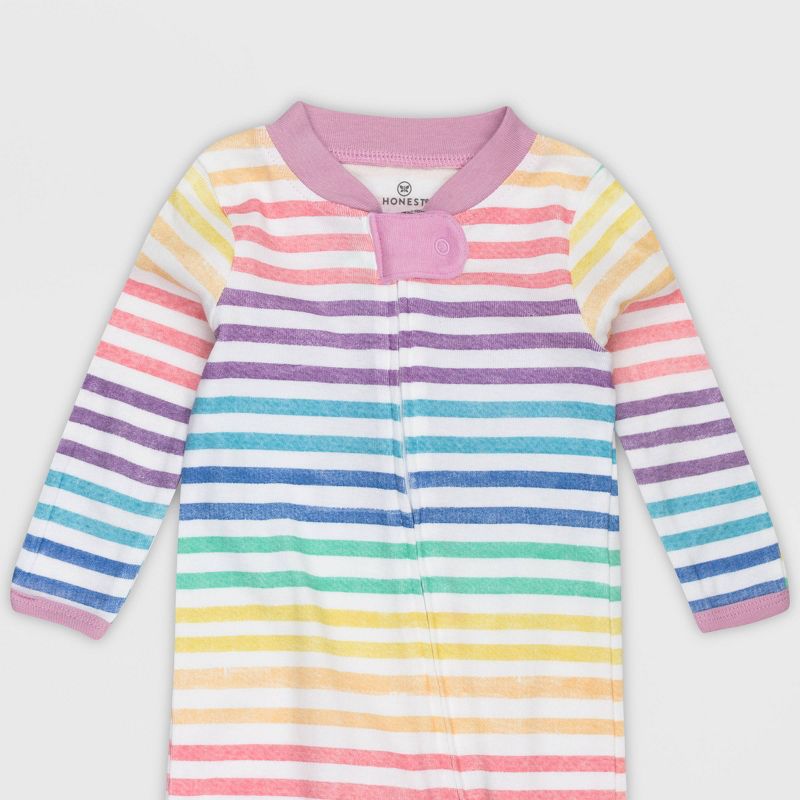 Honest Baby Girls' Organic Cotton Rainbow Striped Sleep N' Play - Pink, 2 of 6