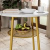 NicBex 3-Piece Counter Height Dining Set, Round Bar Table Set, Small Dining Table with 2 Stools for 2, Kitchen Table Set with Metal Frame - 3 of 4