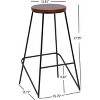 Nordlys Set of 4 Metal and Wood Bar Stool Exotic Boho Dining Room - 4 of 4