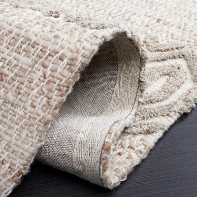 Ivory and Beige Handwoven Wool Area Rug, 3' x 5'