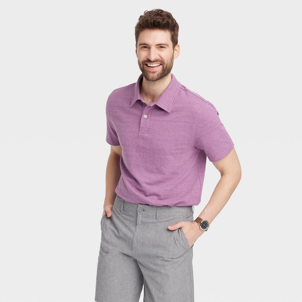 Men's Standard Fit Short Sleeve Collared Polo Shirt - Goodfellow & Co™ Purple ( May .Varies Size ) 