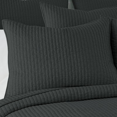 The Industrial Shop 3pc Queen Solid Quilt and Sham Bedding Set Dark Gray: Cotton Lightweight Rustic Style — фото 3