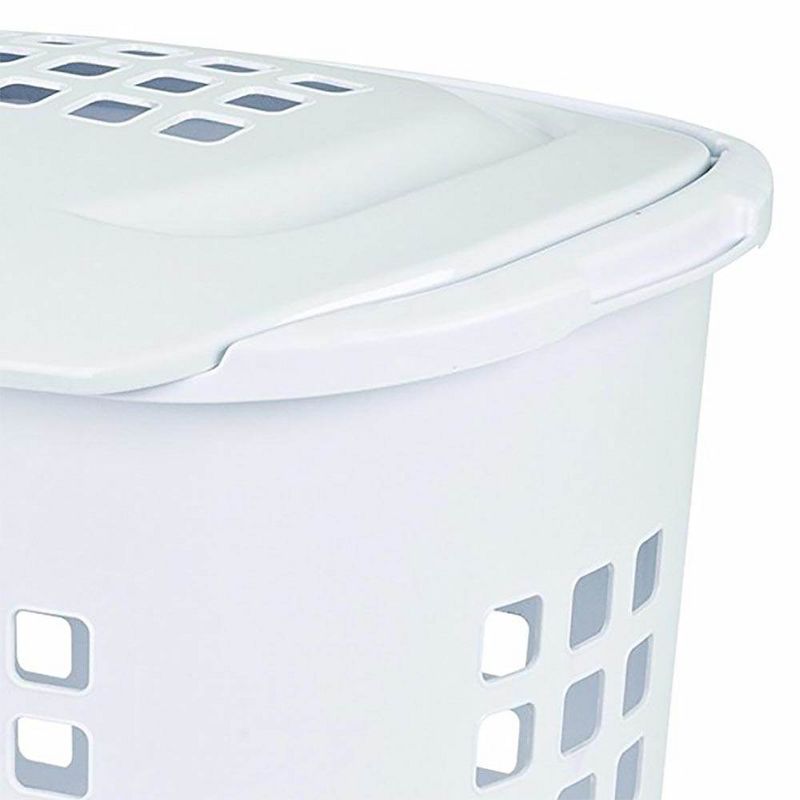 Sterilite Bushell 24 in Tall Lift Top XL Laundry Basket Hamper, White (4 Pack), 4 of 7