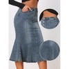 Allegra K Women's Fishtail Button Front Side Pockets Midi Denim Distressed Skirt - 2 of 4