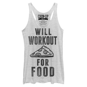 Women's CHIN UP Will Work Out for Food Racerback Tank Top - 1 of 3