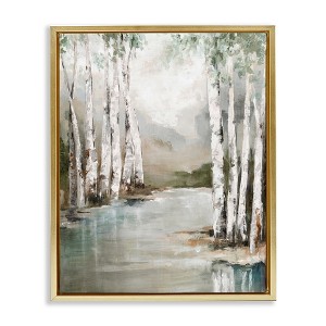 Stupell Industries Veil Of Silver Trunks Floating Frame Canvas Art, Gold, 25" x 31" - 1 of 4